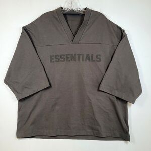 Fear Of God Essentials Oversized Small Brown Football Tee V-Neck Heavy Knit NEW